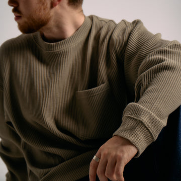 Frizmworks Oversized Waffle Pocket L/S Tee Light Olive