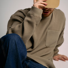 Frizmworks Oversized Waffle Pocket L/S Tee Light Olive