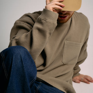 Frizmworks Oversized Waffle Pocket L/S Tee Light Olive
