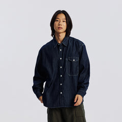 Frizmworks Utility Flap Pocket Denim Work Shirt Indigo