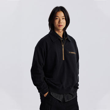 Frizmworks Vintage Dyeing Half Zip Sweat Vintage Black