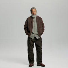 Frizmworks Wool Deck Zipup Cardigan Choco Brown