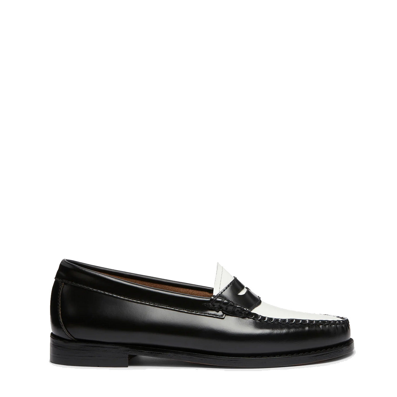G.H.Bass Womens Bass Weejun Penny Loafer Black & White Leather - Parasol Store
