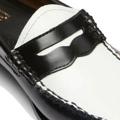 G.H.Bass Womens Bass Weejun Penny Loafer Black & White Leather - Parasol Store