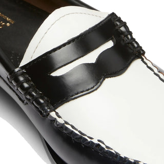 G.H.Bass Womens Bass Weejun Penny Loafer Black & White Leather - Parasol Store