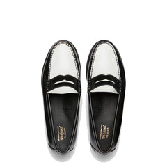 G.H.Bass Womens Bass Weejun Penny Loafer Black & White Leather - Parasol Store