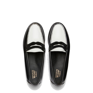 G.H.Bass Womens Bass Weejun Penny Loafer Black & White Leather - Parasol Store