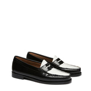 G.H.Bass Womens Bass Weejun Penny Loafer Black & White Leather - Parasol Store
