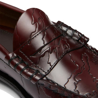 G.H.Bass x Maharishi Larson Penny Loafers Wine Embossed Leather - Parasol Store