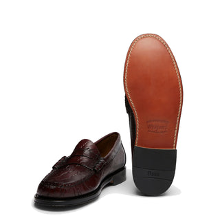 G.H.Bass x Maharishi Larson Penny Loafers Wine Embossed Leather - Parasol Store