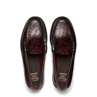 G.H.Bass x Maharishi Larson Penny Loafers Wine Embossed Leather - Parasol Store