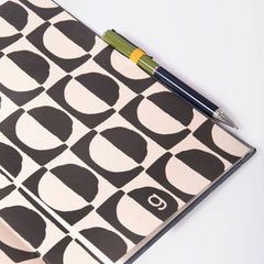 Caroline Gardner Casebound Notebook With Pen Blue / Grey Stripe