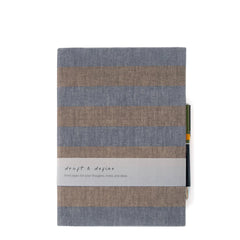 Caroline Gardner Casebound Notebook With Pen Blue / Grey Stripe