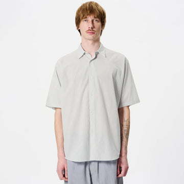 Goldwin Fine Cotton Seersucker Striped S/S Shirt Black