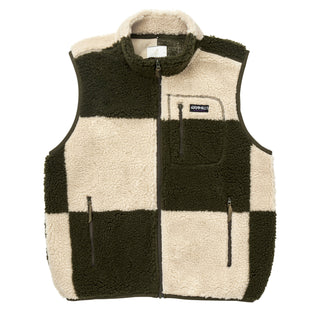 Gramicci Checkered Sherpa Vest Natural / Olive Check - Parasol Store