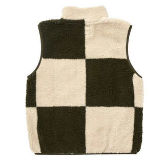 Gramicci Checkered Sherpa Vest Natural / Olive Check - Parasol Store