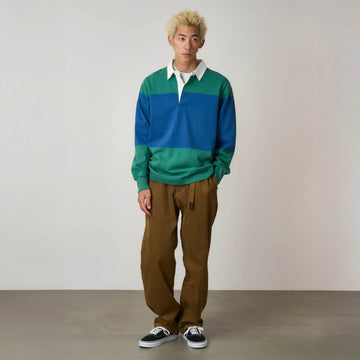 Gramicci Langdon Rugby Shirt Cerulean / Emerald - Parasol Store