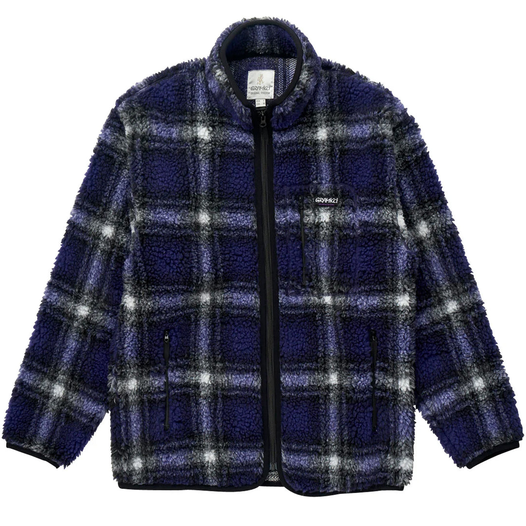 Gramicci Shadow Plaid Sherpa Jacket Purple Shadow Plaid - Parasol Store