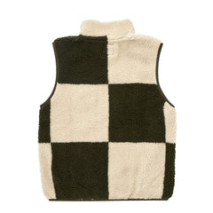 Gramicci Womens Checkered Sherpa Vest Natural / Olive Check - Parasol Store