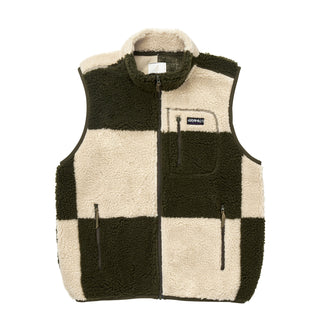 Gramicci Womens Checkered Sherpa Vest Natural / Olive Check - Parasol Store