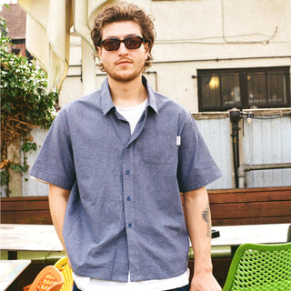 Hikerdelic Downtime Chambray Shirt Indigo Blue - Parasol Store