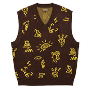 Hikerdelic Petroglyph Knitted Vest Sepia - Parasol Store