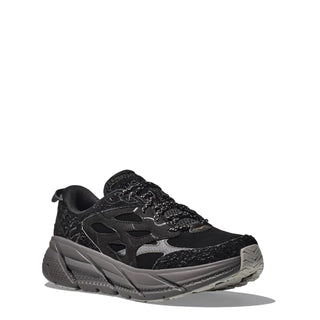 Hoka Elite Terrain System Clifton L Suede Trainer Black / Satellite Grey - Parasol Store