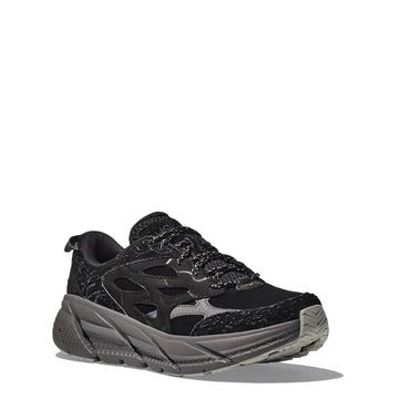 Hoka Elite Terrain System Clifton L Suede Trainer Black / Satellite Grey - Parasol Store