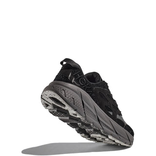 Hoka Elite Terrain System Clifton L Suede Trainer Black / Satellite Grey - Parasol Store