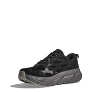 Hoka Elite Terrain System Clifton L Suede Trainer Black / Satellite Grey - Parasol Store