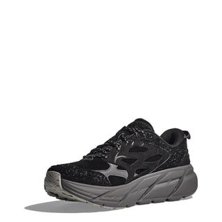 Hoka Elite Terrain System Clifton L Suede Trainer Black / Satellite Grey - Parasol Store