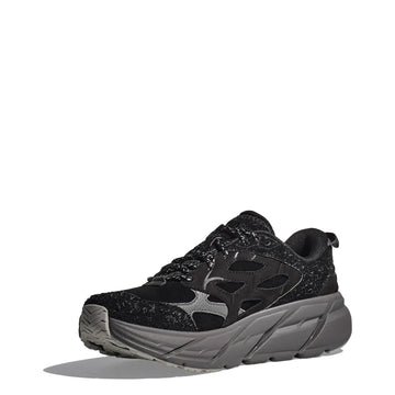 Hoka Elite Terrain System Clifton L Suede Trainer Black / Satellite Grey - Parasol Store