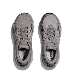 Hoka Womens Elite Terrain System Clifton L Suede TP Trainer Galactic Grey / Satellite Grey - Parasol Store