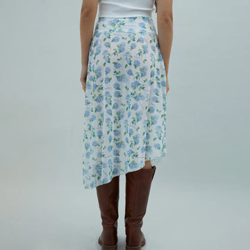 House of Sunny Hydrangea Asymmetric Mesh Skirt Soft Blue - Parasol Store