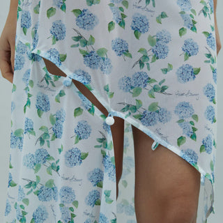House of Sunny Hydrangea Asymmetric Mesh Skirt Soft Blue - Parasol Store