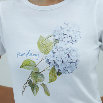 House of Sunny Hydrangea Baby Tee White - Parasol Store