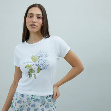 House of Sunny Hydrangea Baby Tee White - Parasol Store