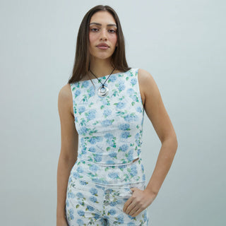 House of Sunny Hydrangea Double Layer Mesh Top Soft Blue - Parasol Store