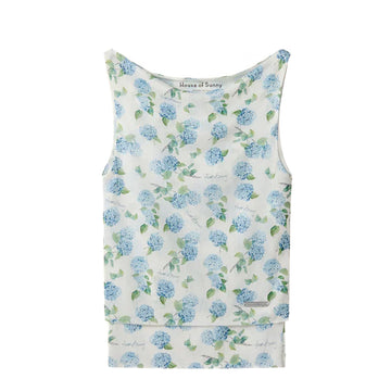 House of Sunny Hydrangea Double Layer Mesh Top Soft Blue - Parasol Store