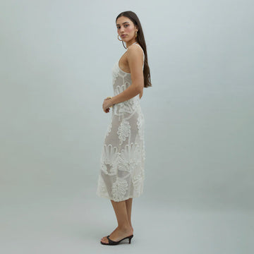 House of Sunny Seashells Applique Dress Ivory