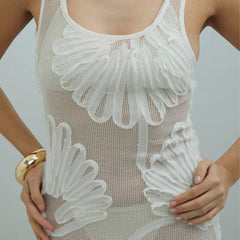 House of Sunny Seashells Applique Dress Ivory
