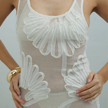House of Sunny Seashells Applique Dress Ivory