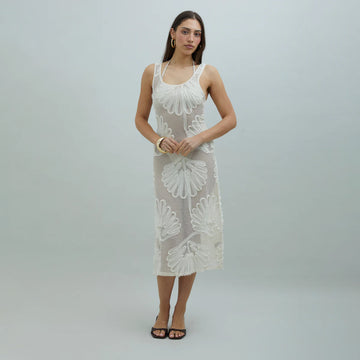 House of Sunny Seashells Applique Dress Ivory