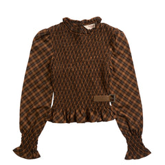 House of Sunny Womens Check Ruched Top Multi Check