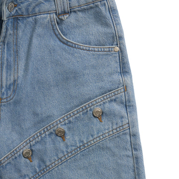 House of Sunny Womens Cowboy Denim Jeans Mid Blue Wash