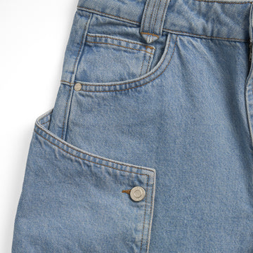 House of Sunny Womens Cowboy Denim Jeans Mid Blue Wash