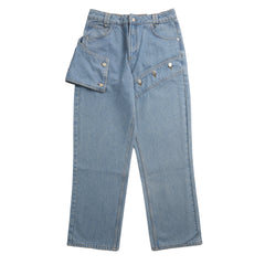 House of Sunny Womens Cowboy Denim Jeans Mid Blue Wash