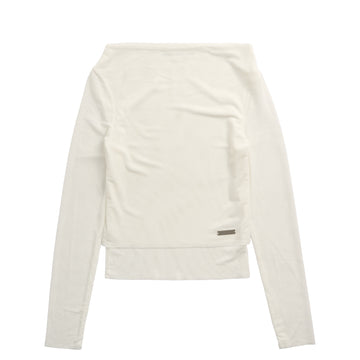 House of Sunny Womens Double Layer L/S Mesh Top Vintage White