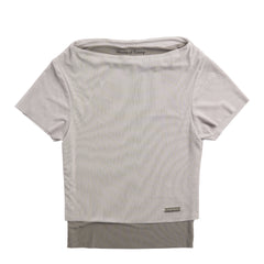 House of Sunny Womens Double Layer Mesh Top Pale Grey