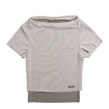 House of Sunny Womens Double Layer Mesh Top Pale Grey